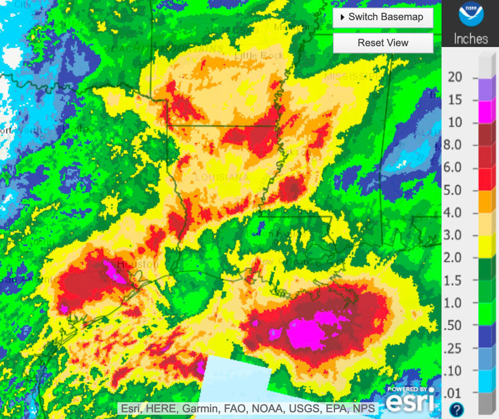 Tropical Storm Beta rainfall totals